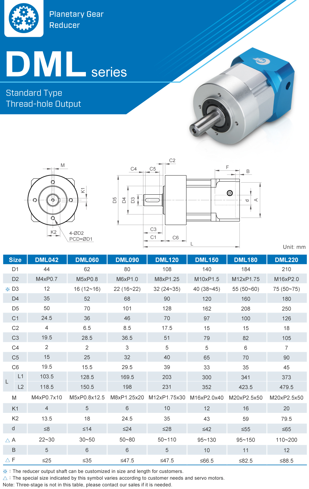 Planetary Gearbox｜DML Dimension｜PHT Vertex Precision