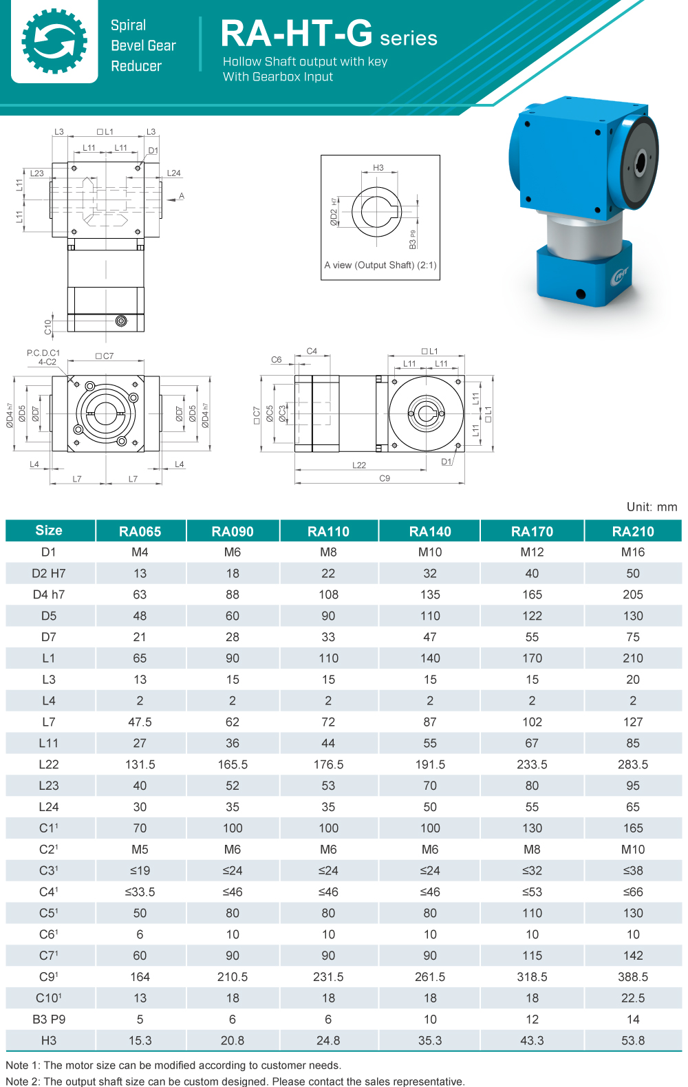Spiral Bevel Gearbox|RA-HT-G series|Dimension Spiral Bevel Gearbox|RA-HT-G series|Dimension