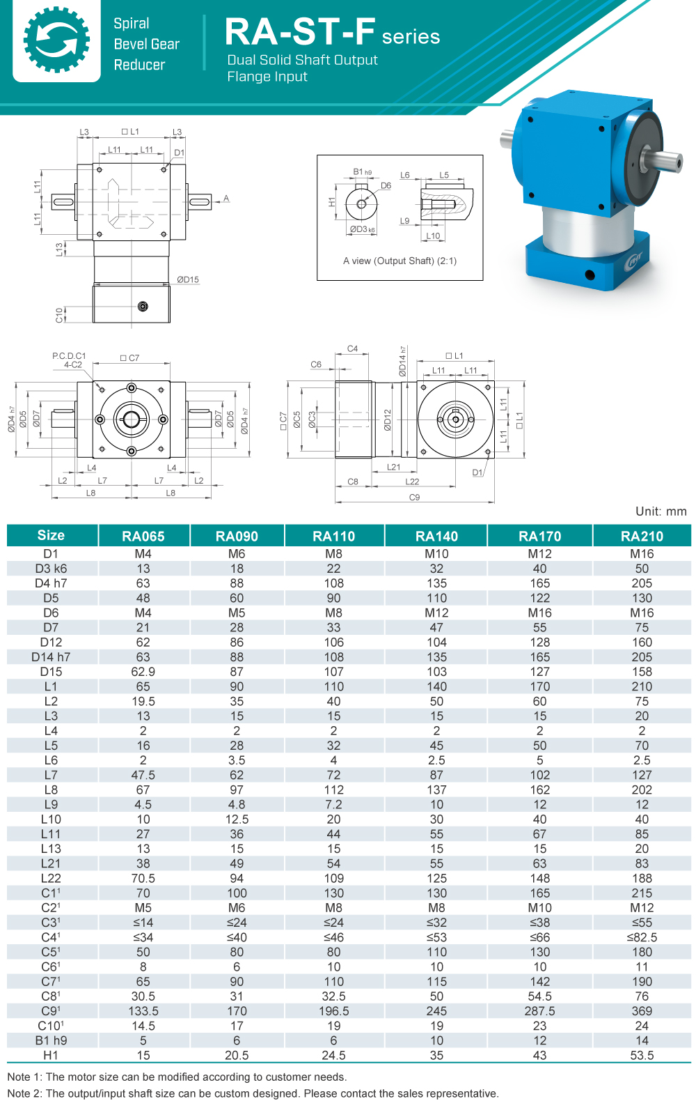 Spiral Bevel Gearbox|RA-ST-F series|Dimension Spiral Bevel Gearbox|RA-ST-F series|Dimension