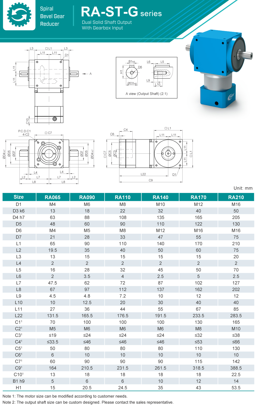 Spiral Bevel Gearbox|RA-ST-G series|Dimension Spiral Bevel Gearbox|RA-ST-G series|Dimension