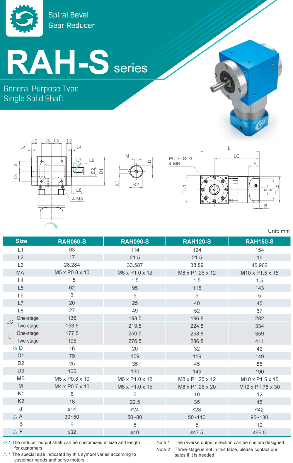Right-angle Gearbox|RAH-S series|Dimension Right-angle Gearbox|RAH-S series|Dimension
